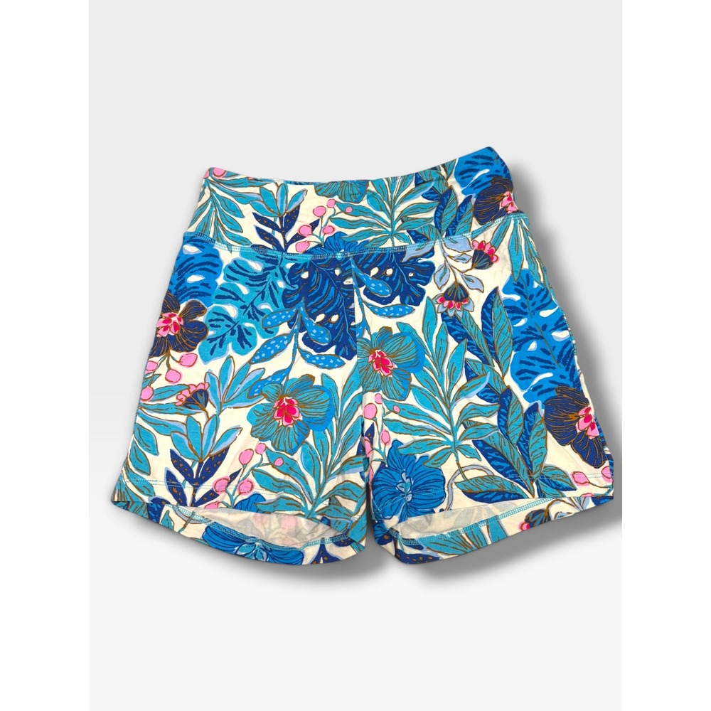 Lilly Pulitzer Wexlee Romper Shorts Breezy Aqua Best Fronds Forever Blue Pink 6